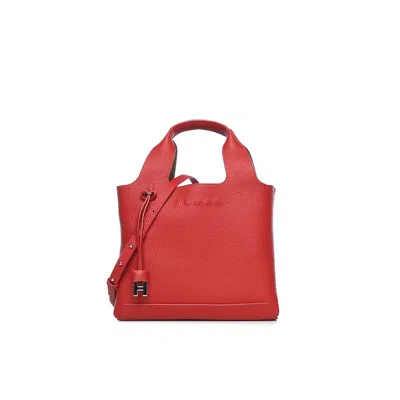Hogan Small Leather Tote Bag In Red