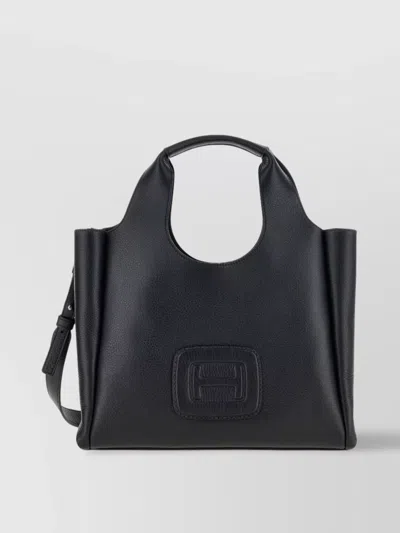 Hogan Small Leather Tote Bag With H-bag Style In Black