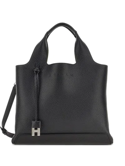 Hogan Small Leather Tote In Black