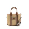 Hogan Small Raffia Script Shopping Bag With Brown Leather Details In Brown