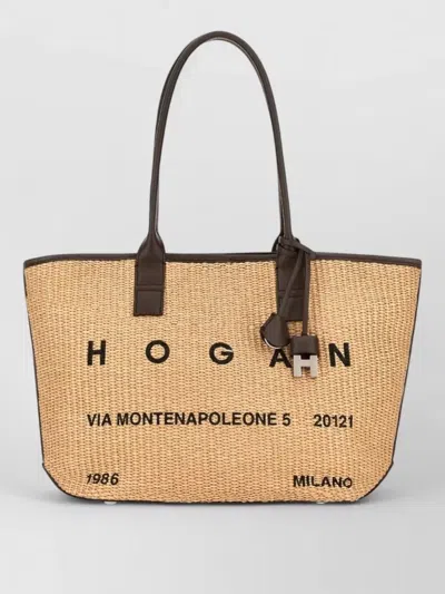 Hogan Small Raffia Tote Bag Dual Handles