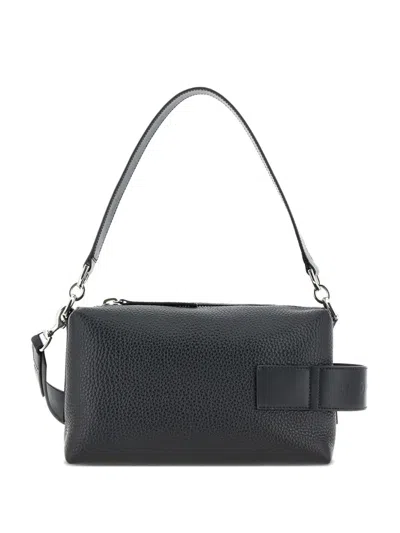 Hogan Small Script Bauletto Tote Bag In Black