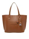 Hogan Script Small Leather Tote Bag In Brown