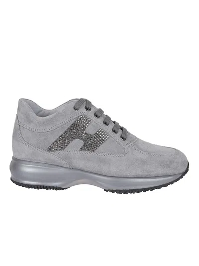 Hogan Smoke Gray Suede Sneakers In Animal Print