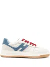 Hogan Light Blue Smooth Leather And Ivory Suede H630 Sneakers In White