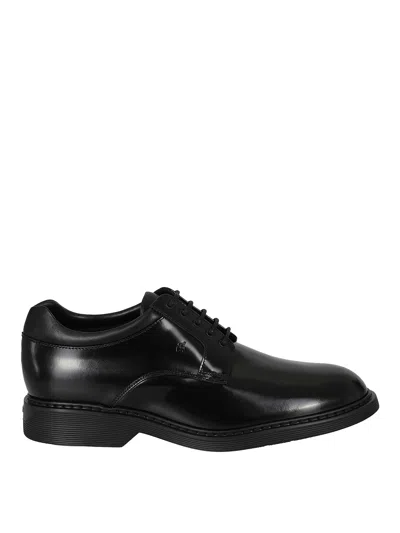 Hogan Smooth Leather Derby Shoes In Negro