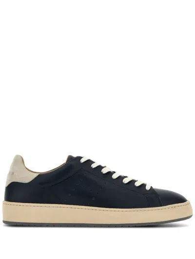 Hogan Smooth Leather Sneakers With Contrasting Suede Heel In Black