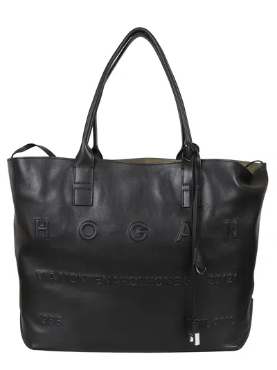 Hogan Smooth Leather Tote Bag In Black