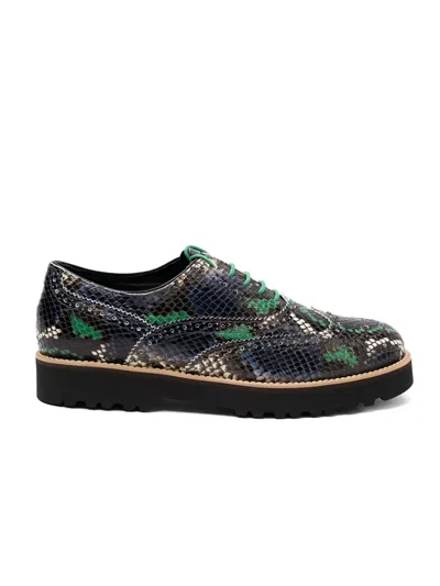 Hogan Snakeskin Platform Brogue Boots In Black