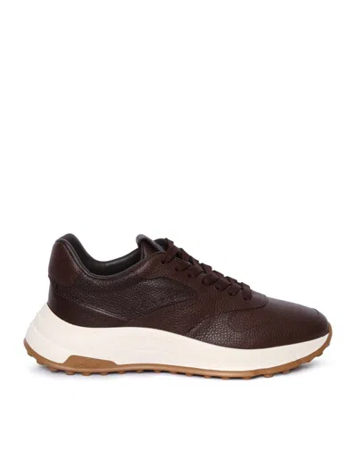 Hogan Leather Trainers In Brown