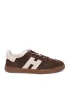 Hogan Rubber Sole Suede Finish Sneakers In Brown