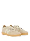 Hogan Patch Logo Suede Trainers In Neutral