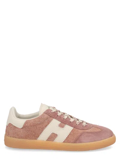 Hogan Cool Logo-patch Panelled Sneakers In Pink