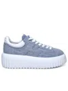 Hogan Logo-patch Denim Platform Sneakers In Blue