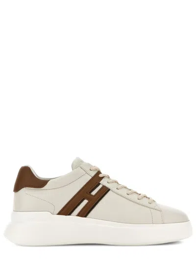Hogan H580 Exposed-grained Leather Sneakers In Multi