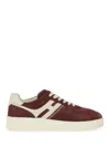 Hogan Suede Rubber Sole Sneakers Perforated Contrast Stitching In Brown