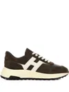 Hogan Coffee Brown Leather Sneakers With Memory Foam Insole In Multi