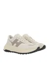 Hogan Beige Sneakers With Padded Ankle And Logo Accents In Multi
