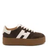 Hogan Suede Platform Sole Sneakers In Brown