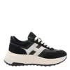 Hogan Suede And Nappa Leather Sneakers With Contrast Panel In Neutral