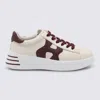 Hogan H564 Ivory Leather Low-top Sneakers In Burgundy