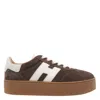 Hogan Chocolate Brown Suede Platform Sneakers With Lace-up Closure And H Logo Detail In Brown