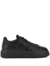 Hogan Leather H-stripes Tread Sneakers In Black