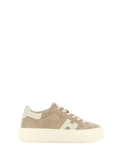 Hogan Grey Crosswind Calfskin Suede Sneakers In Neutral