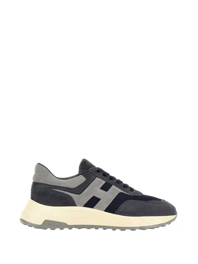 Hogan Hyperlight Sneakers In Suede And Fabric In Black