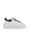 Hogan H-stripes Leather Sneakers With Contrasting Detail In White
