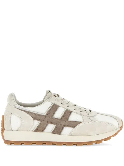 Hogan 86er Suede And Mesh Sneakers Shoes In Beige E Marrone