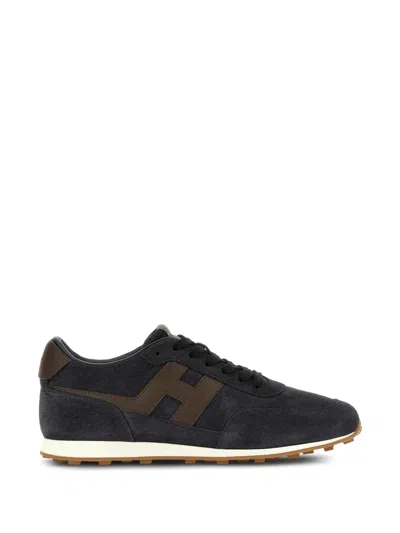 Hogan Low-top Sneakers With Dark Suede Upper In Black