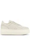 Hogan Calfskin Sneakers With Panel Design And Embossed Tongue In Beige