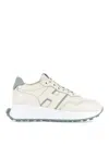 Hogan H641 Leather Sneakers With Branding In Beige