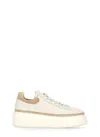 Hogan H-stripes Sneakers Featuring Raffia Stitching In Beige
