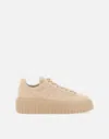 Hogan Suede H-stripes Sneakers With Memory Foam Cushioning In Neutral