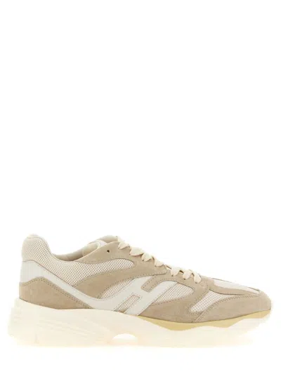 Hogan Leather Sneakers With Almond Toe And Chunky Rubber Sole In Brown