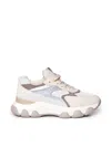 Hogan Urban Luxe Leather And Fabric Sneakers With Memory Foam Comfort In Beige, Cream