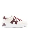 Hogan H564 Ivory Leather Low-top Sneakers In Burgundy