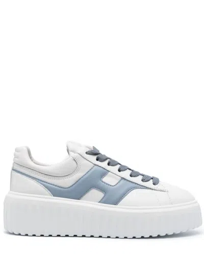 HOGAN HOGAN SNEAKERS H-STRIPES IVORY AND LIGHT BLUE
