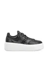 Hogan Leather Sneakers With Platform Sole And Embellished Stripes In Black