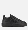 Hogan Leather H-stripes Tread Sneakers In Black