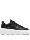 Hogan H-stripes Quilted Platform Lace-up Sneakers In Black
