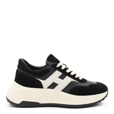 Hogan Black And White Leather Sneakers In Multi