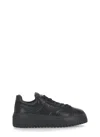 Hogan Minimalist Black Leather Sneakers With Thick Platform Sole In Black