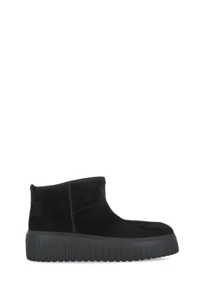 Hogan Black Ankle Boots With Soft Suede Upper