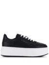 Hogan Leather Panelled Flatform Sneakers In Black