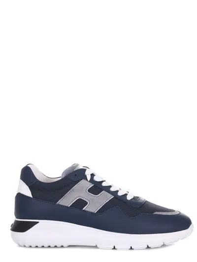 Hogan Interactive3 Sneakers In Nylon And Leather. In Blue