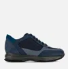 Hogan Sleek Leather And Suede H Shoes In Blue