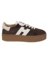 Hogan Suede Platform Sole Sneakers In Brown